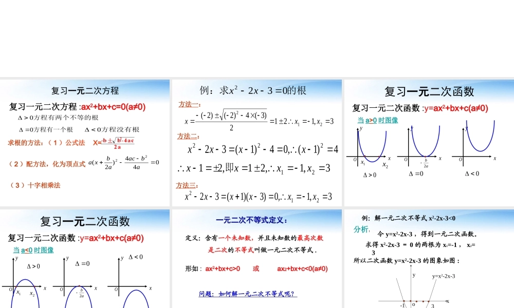 高中数学(一元二次不等式的应用)课件1 北师大版必修5 课件