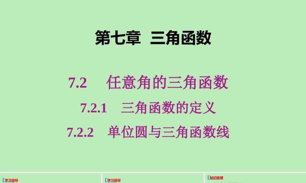 高中数学 第七章 三角函数 721 三角函数的定义 722 单位圆与三角函数线课件 新人教B版必修第三册 课件