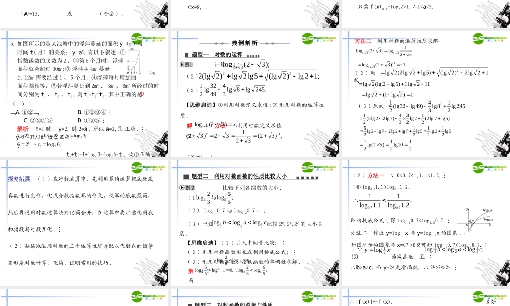 高三数学一轮专题复习 2.7 对数与对数函数课件