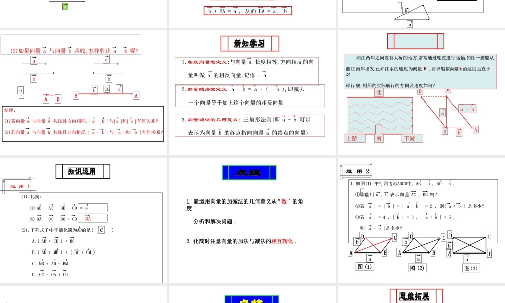 高中数学 222向量的减法课件 北师大版必修4 课件