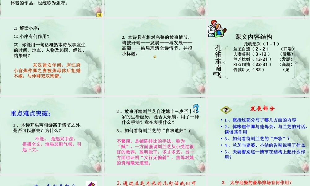 高一语文(孔雀东南飞)课件(1)新人教版 课件