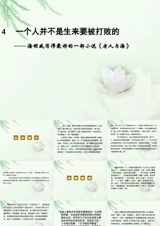 高中语文二轮复习 243 一个人并不是生来要被打败的(4)课件(新课标) 课件