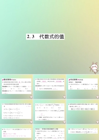 秋七年级数学上册 第2章 代数式 2.3 代数式的值习题课件 (新版)湘教版 课件
