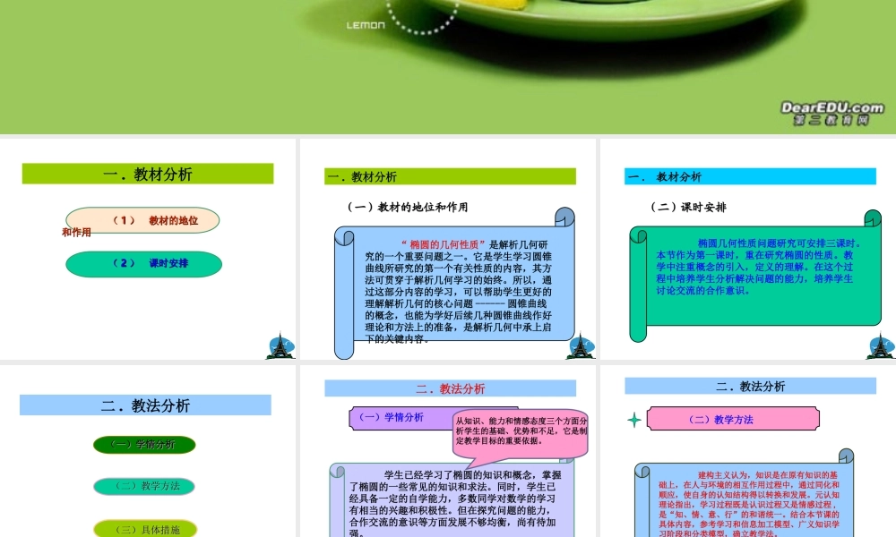 椭圆的几何性质课件 高二数学椭圆系列课件 人教版 高二数学椭圆系列课件 人教版