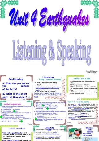 浙江省金华市高一英语Unit4 Earthquakes课件 新课标 人教版 必修1 课件