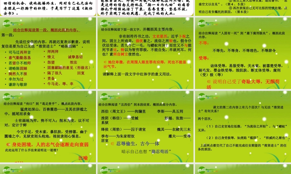 高中语文 第三专题 直面人生报任安书精品课件 苏教版必修5 课件
