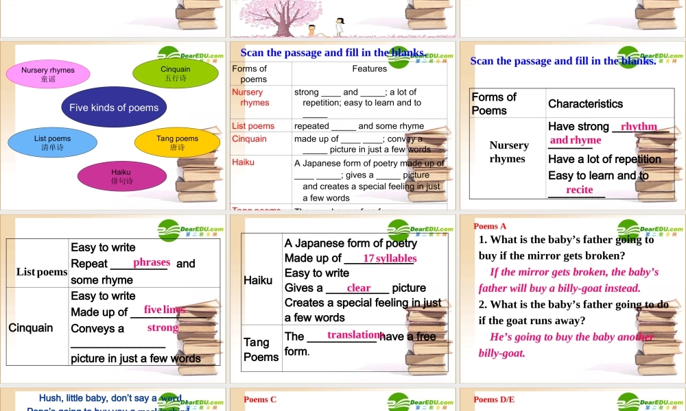 高中英语 unit 2 poems课件 新人教版选修6 课件