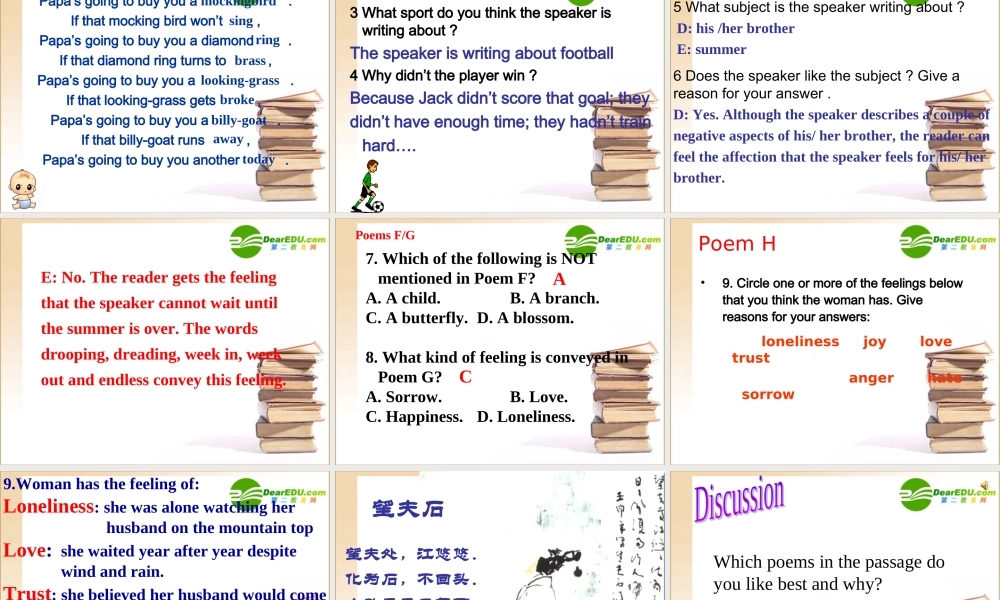 高中英语 unit 2 poems课件 新人教版选修6 课件