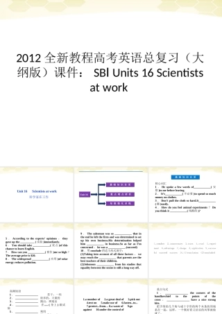 高考英语总复习 Units 16 Scientists at work课件 大纲人教版 课件