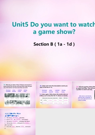 秋八年级英语上册 Unit 5 Do you want to watch a game show Section B(1a 1d)课件 (新版)人教新目标版 课件