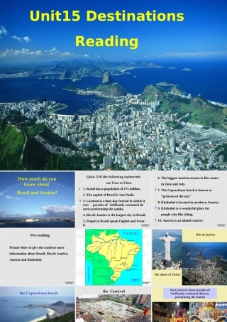 高二英语下学期Unit15 Destinations Reading新课标 人教版 课件