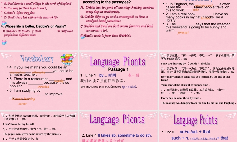 高中英语 Unit 1 Lifestyle Lesson 4 City and country课件 北师大版必修1 课件