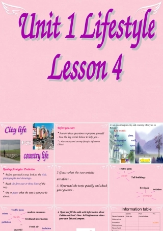 高中英语 Unit 1 Lifestyle Lesson 4 City and country课件 北师大版必修1 课件