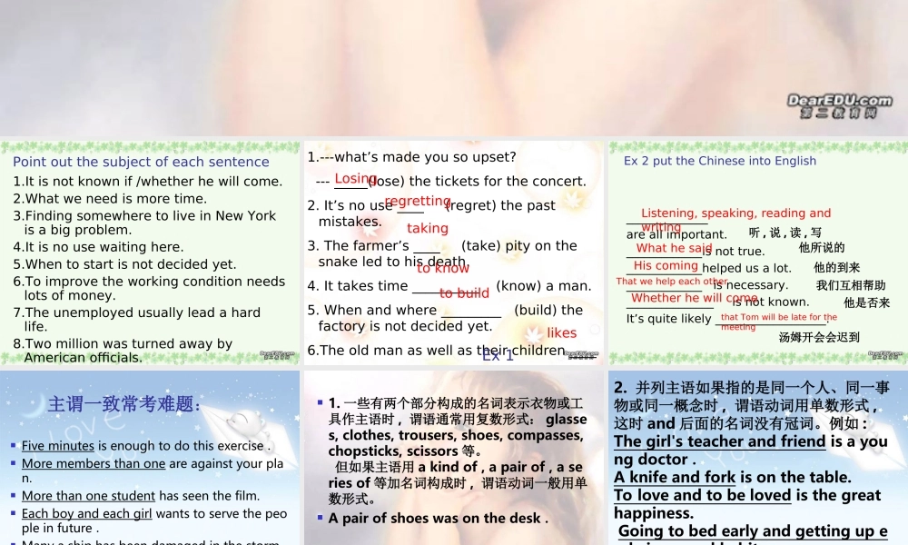 河北地区高三英语Unit1 Grammmar the subject 新课标 人教版 课件