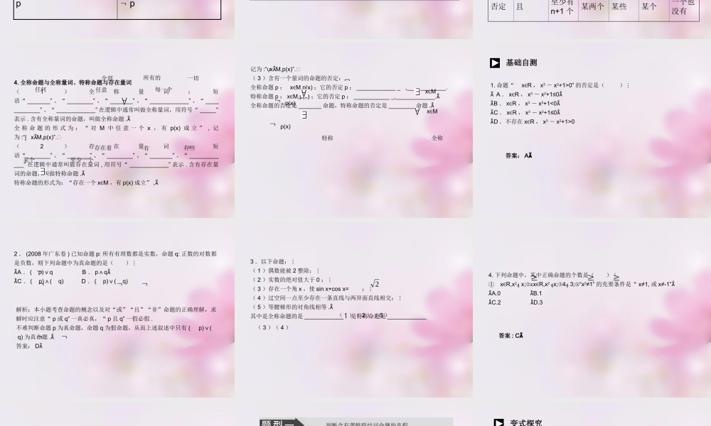 高考数学复习 常用逻辑用语课件