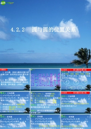 高一数学 圆与圆的位置关系课件 新人教A版必修2 课件