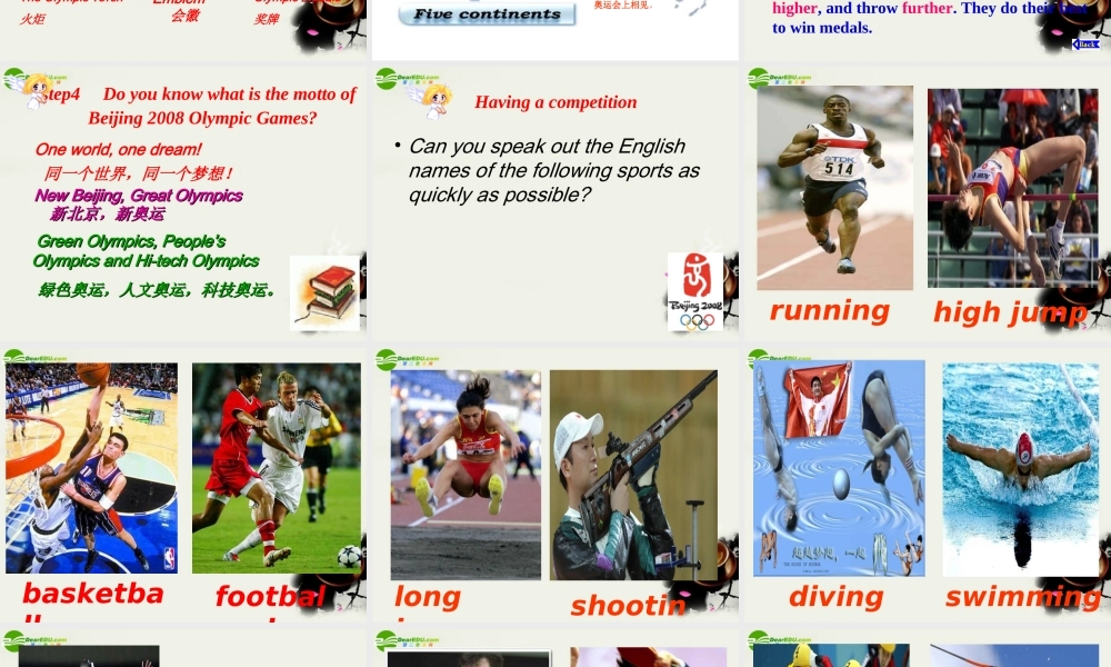 高中英语 m2u2 the Olympic Games课件 新人教版必修2 课件