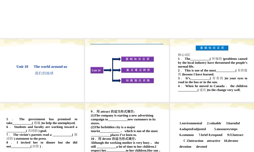 高考英语总复习 Units 10 The world around us课件 大纲人教版 课件