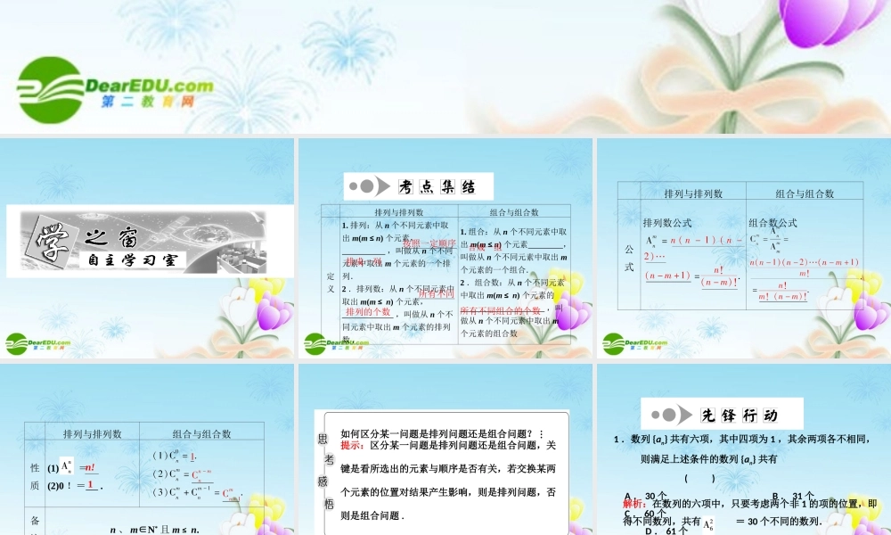 高考数学一轮复习 排列与组合(理)课件