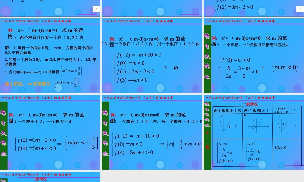 高中数学 第三章 不等式 321 一元二次方程根的分布课件 新人教B版必修5 课件