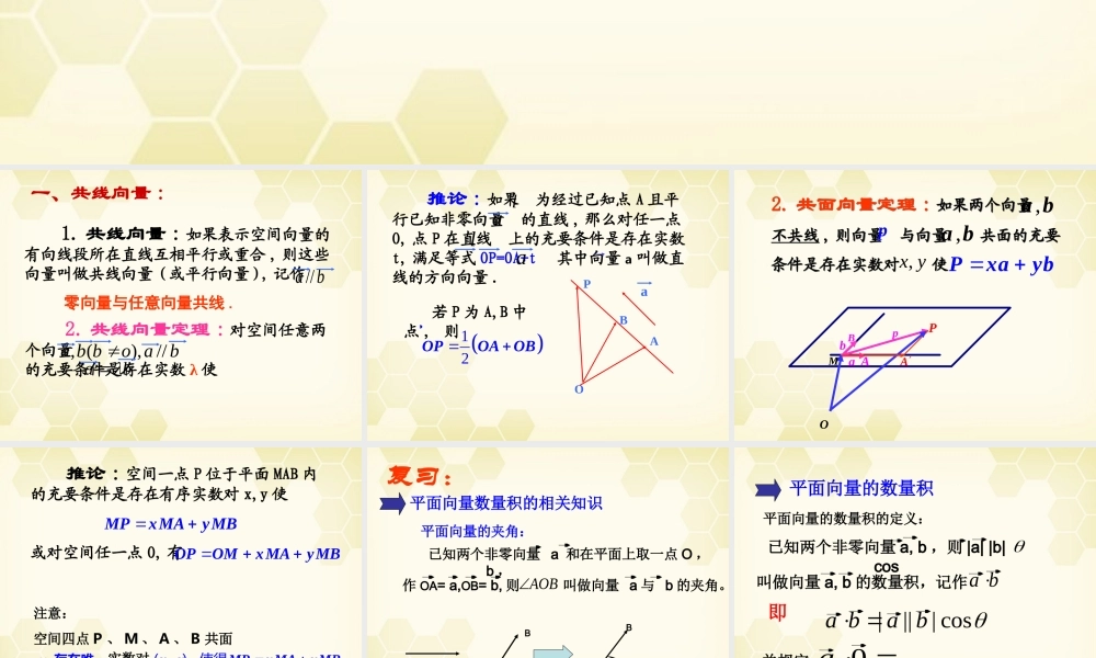 高中数学 313(空间向量的数量积)课件 新人教B版选修2-1 课件
