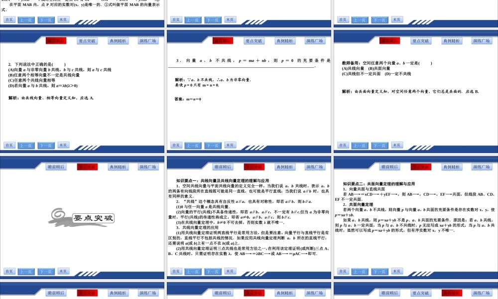 高一数学(共线向量与共面向量)课件