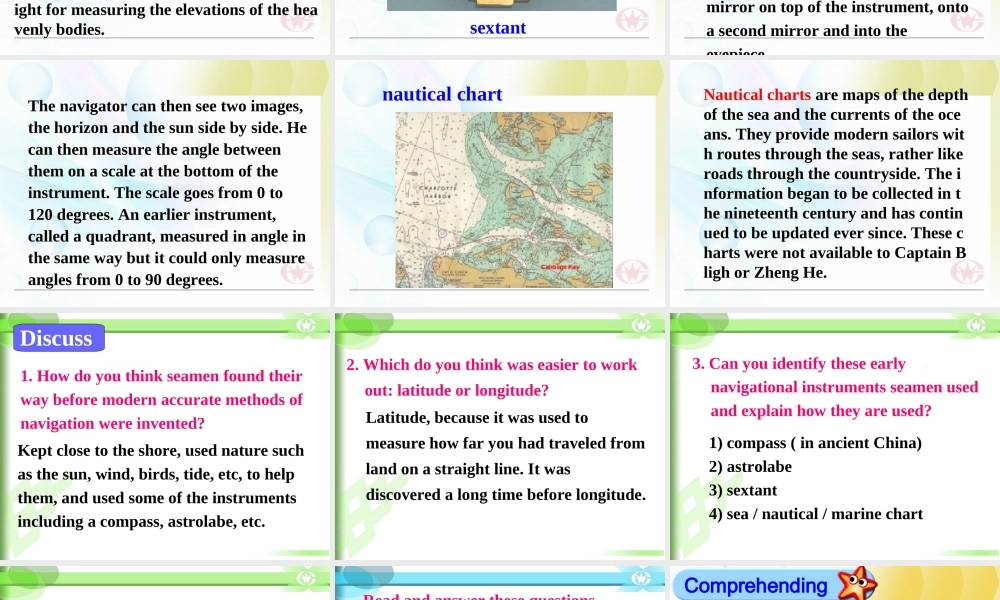 高中英语 Sailing the oceans-Reading课件 新人教版选修9 课件