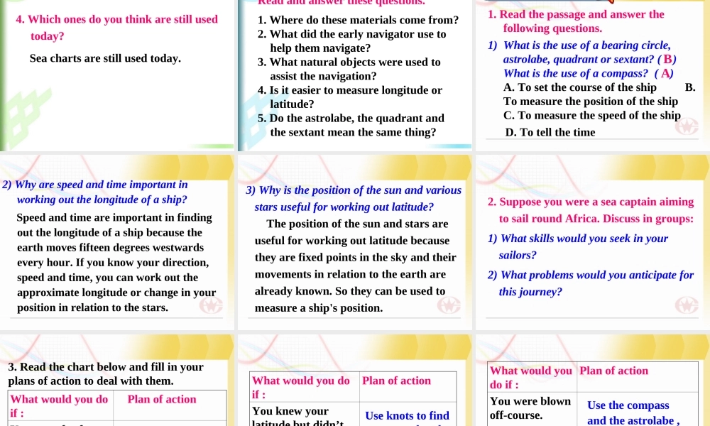 高中英语 Sailing the oceans-Reading课件 新人教版选修9 课件