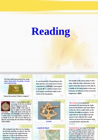 高中英语 Sailing the oceans-Reading课件 新人教版选修9 课件