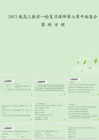 高三数学一轮复习 第七章平面集合圆的方程课件 文 课件
