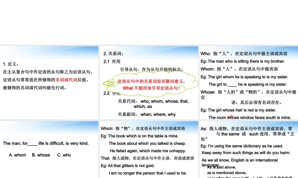 高考英语 语法—定语从句相关课件