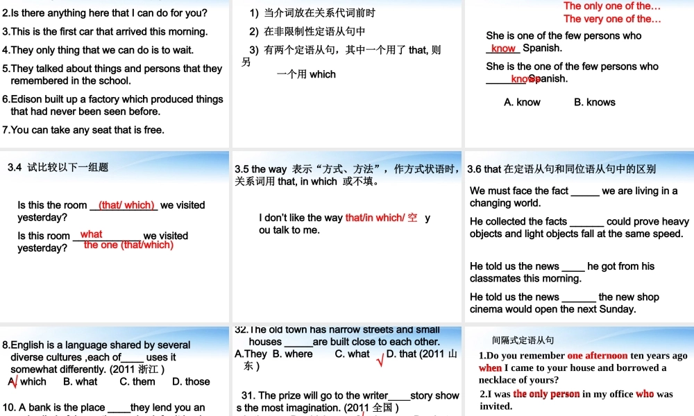 高考英语 语法—定语从句相关课件