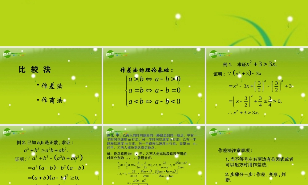 高中数学 第二册上：6.3 不等式的证明(一)优秀课件 新人教A版 课件