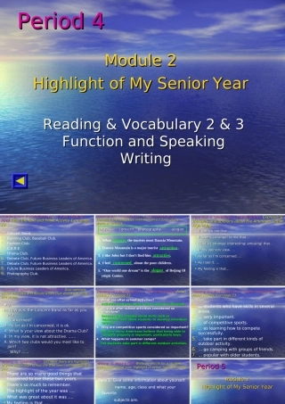 高中英语必修7Module 2 Highlights of mey senior Year-Period 4-5[TY]ppt 课件
