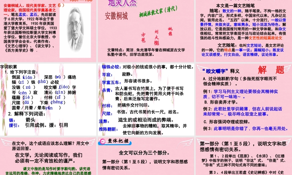 高中语文第8课咬文嚼字课件新人教版必修5 课件