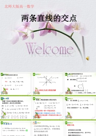 高中数学 两直线的交点1课件 北师大版必修2 课件