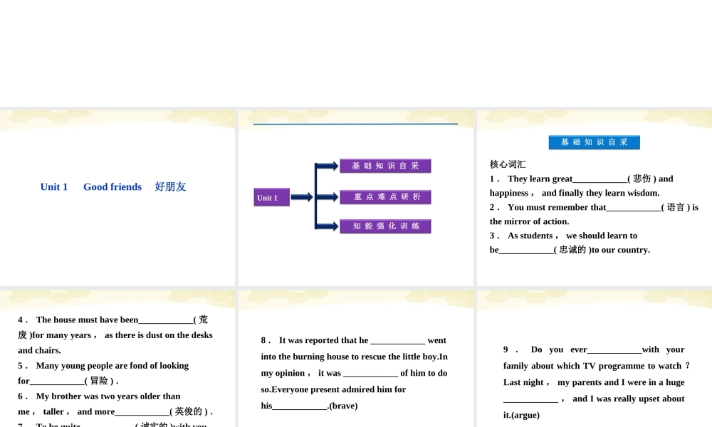 高考英语总复习 Units 1 Good friends课件 大纲人教版 课件