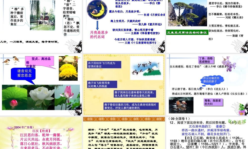 高考语文 古典诗词鉴赏 如何读懂一首诗复习课件 新人教版 课件