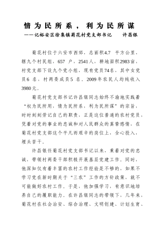 优秀村党书记事迹