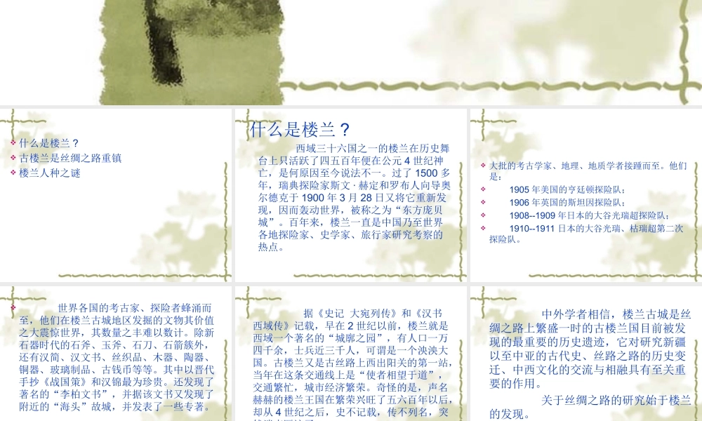 丝路文化之楼兰·