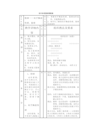 初中体育篮球课教案
