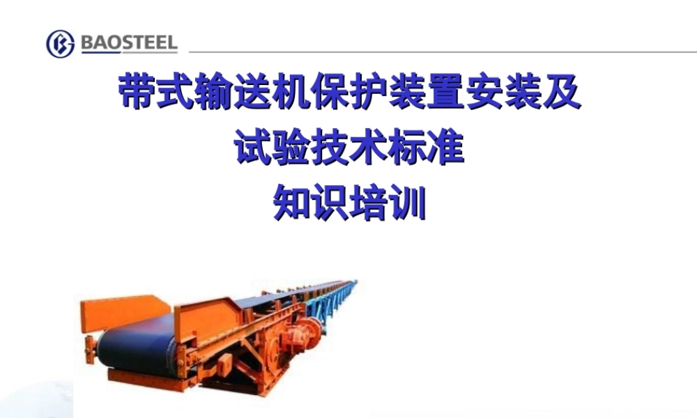 带式输送机保护装置安装及试验技术标准知识培训