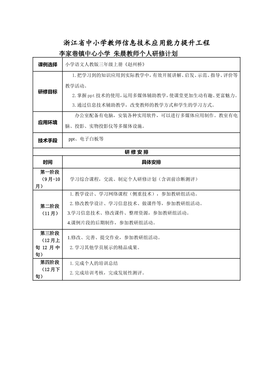 朱晨个人研修计划_第1页