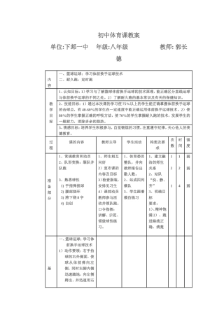 初中体育课教案