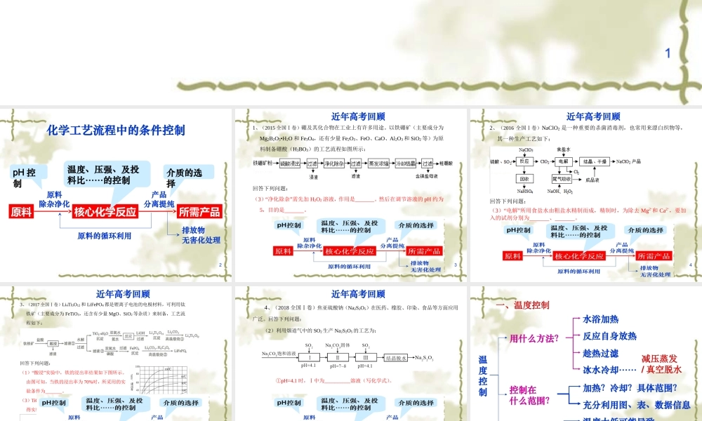 生产中反应条件的控制