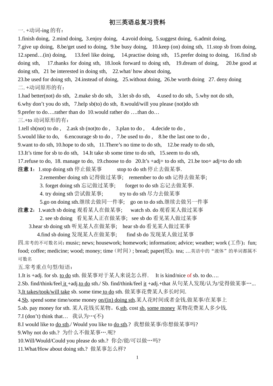 初三总复习(打印)_第1页