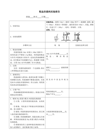 14粗盐提纯实验报告