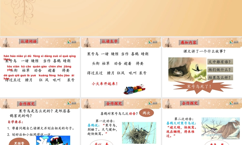 《寒号鸟》名师课件(第二课时)