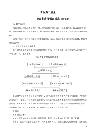 安装工程质量管理制度及保证措施(草稿)