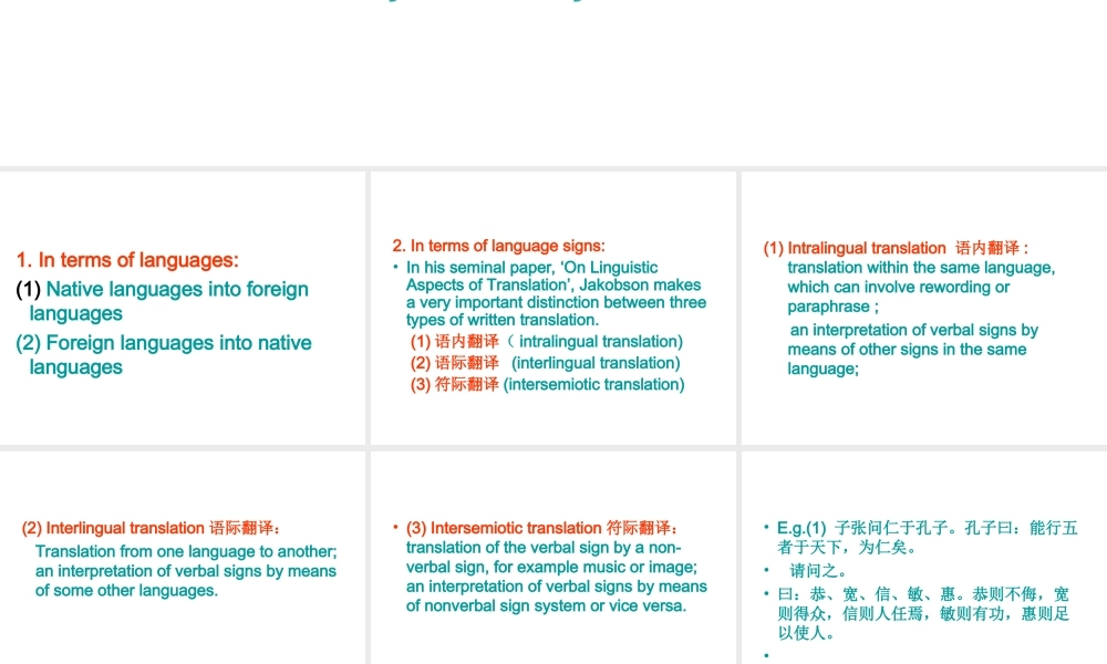翻译的分类-2010.11-公选--1--Unit-2.